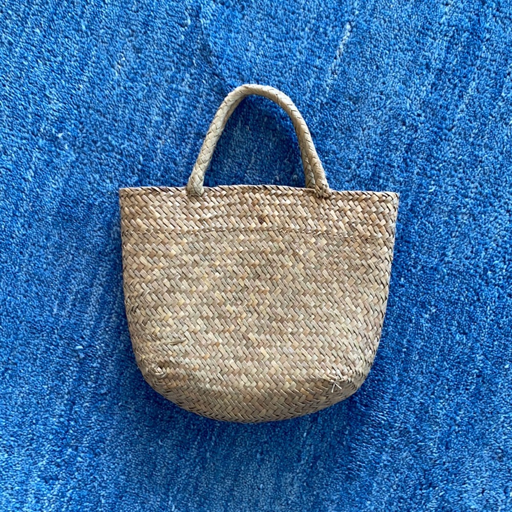 Mini wicker purse with top handles